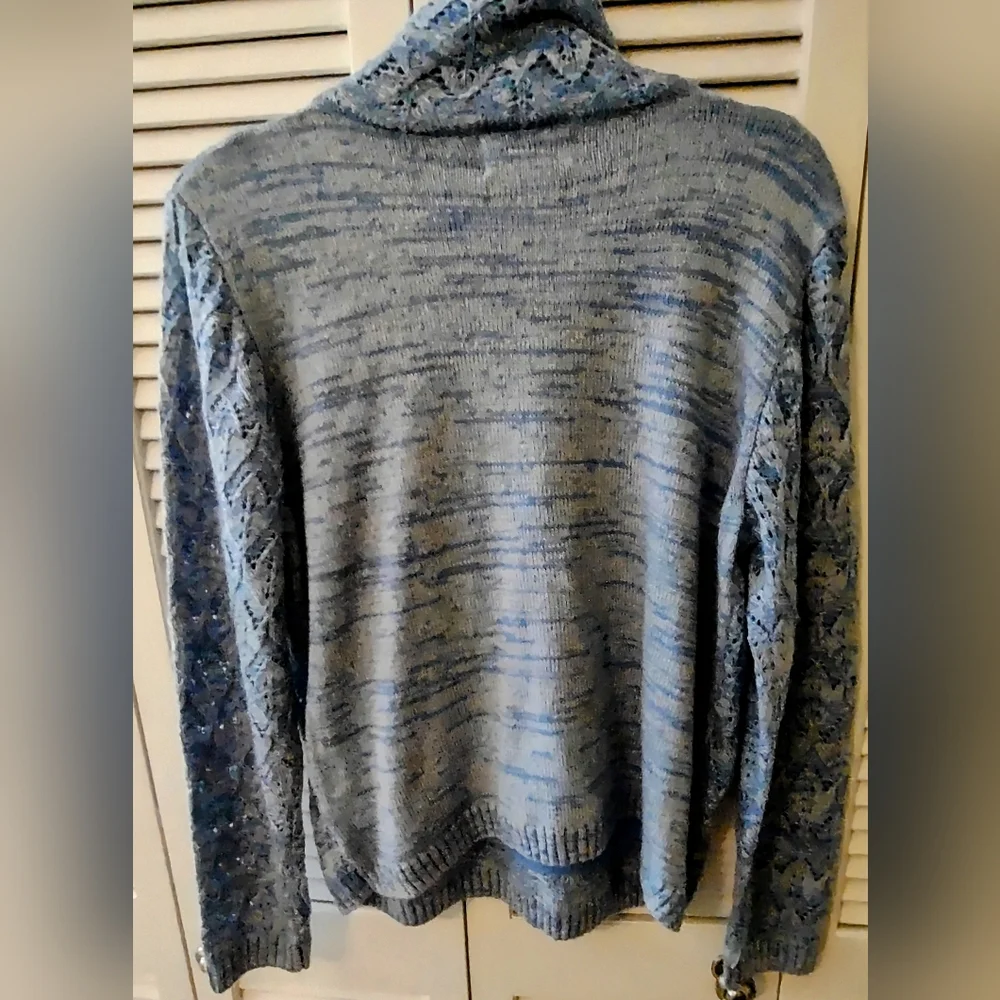 NWT alfred dunner Classic Blue Scarf Sweater, Petite size PXL, Long sleeve - Picture 4 of 7